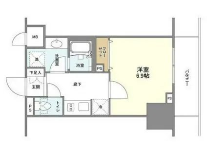 ブレス蔵前(1K/2階)の間取り写真