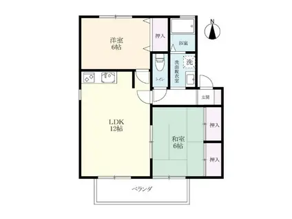 グランドール開成 A棟(2LDK/2階)の間取り写真