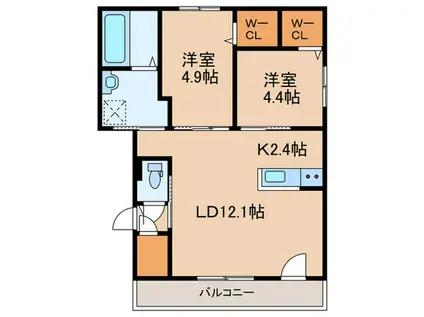 IL DECO 356(2LDK/4階)の間取り写真
