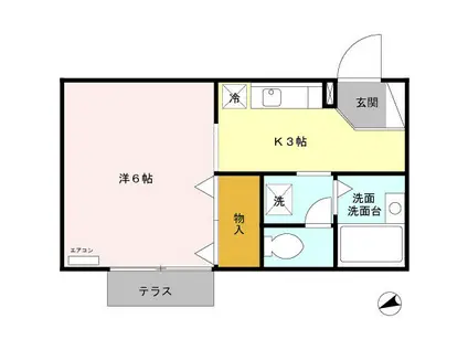 クレールフォンテII(1K/1階)の間取り写真