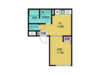 ザ・テラス豊洲(1DK/4階)の間取り写真