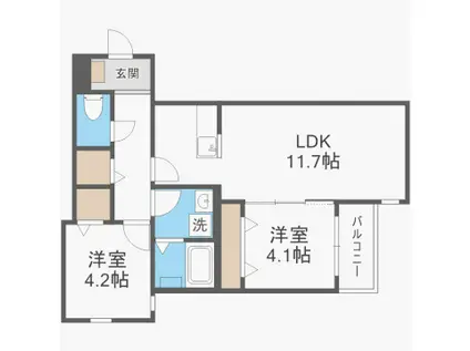 カルムヒルズ高宮(2LDK/2階)の間取り写真