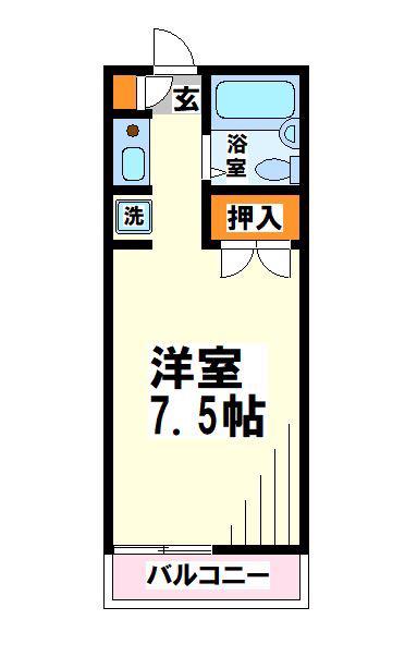 プリムローズ(1K/1階)の間取り写真