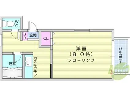 サンライズ中村(1K/1階)の間取り写真