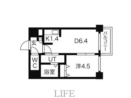 シュクル医大南(1LDK/5階)の間取り写真