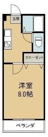 シャンポールII(1K/2階)の間取り写真