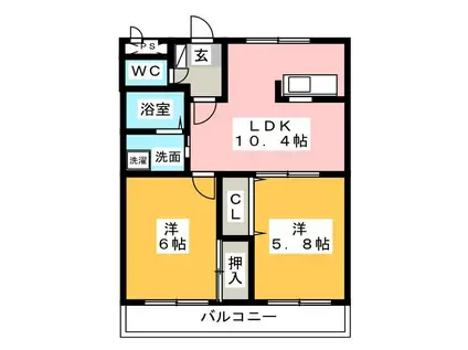 ディスカバリー柿田II(2LDK/1階)の間取り写真