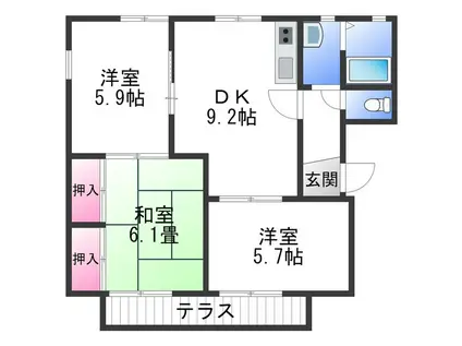 ガーデンタウン清水(3DK/1階)の間取り写真