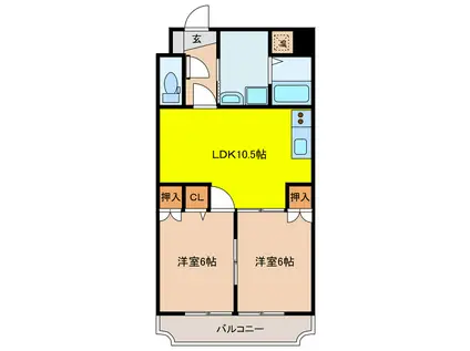 アビリティ東新川(2LDK/7階)の間取り写真