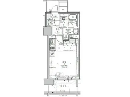 オープンレジデンシアTHE MID FORT(ワンルーム/13階)の間取り写真