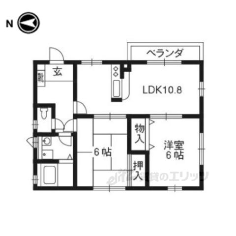 イーズコート桂Ⅱ(2LDK/1階)の間取り写真