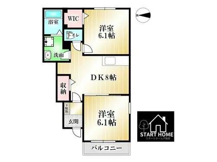 サニーハウス(2DK/1階)の間取り写真