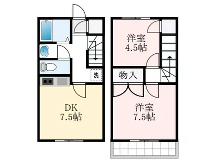 ウイング堺(2DK/1階)の間取り写真