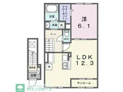 関東鉄道常総線 ゆめみ野駅 徒歩10分 2階建 新築(1LDK/2階)の間取り写真
