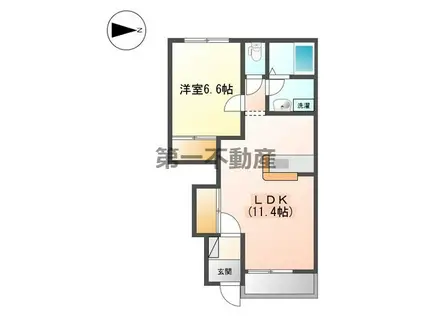 グラン マーベラス JR加古川線(1LDK/1階)の間取り写真