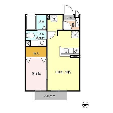 サンハイム原田(1LDK/1階)の間取り写真