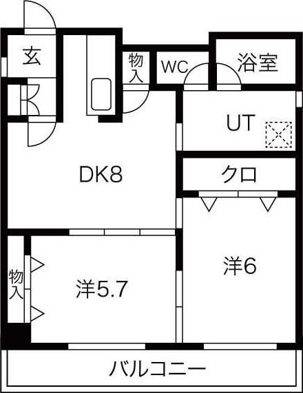 エトワール本町(2LDK/3階)の間取り写真