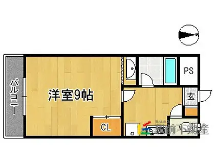 カーサオガワ(1K/3階)の間取り写真