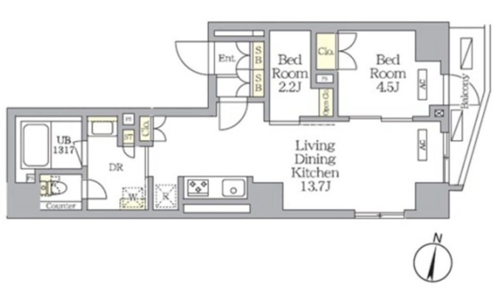NOGATA RESIDENCE(2LDK/1階)の間取り写真