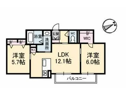 グランジェロ祇園(2LDK/3階)の間取り写真