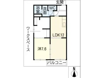 エスポワールヤスダ II(1LDK/2階)の間取り写真