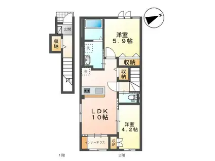 ロビンIII(2LDK/2階)の間取り写真
