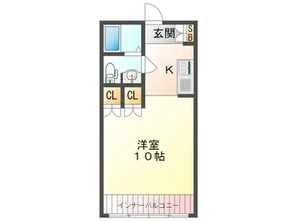 プール・トゥージュール(ワンルーム/1階)の間取り写真