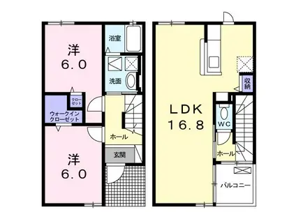 ドリーミーハウスI(2LDK/1階)の間取り写真