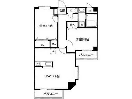 クレール ロジュマンー再契約可 定期-(2LDK/2階)の間取り写真