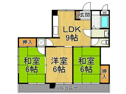 ハイムアルペンローズ(3LDK/3階)の間取り写真