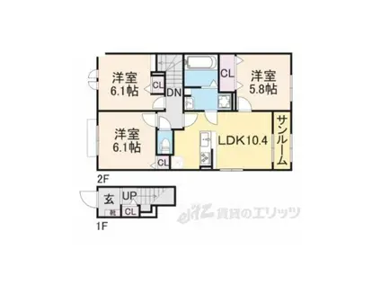 スターリースカイ江本(3LDK/2階)の間取り写真