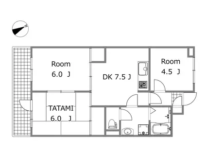 リアナ新前橋アパートメント(3DK/3階)の間取り写真
