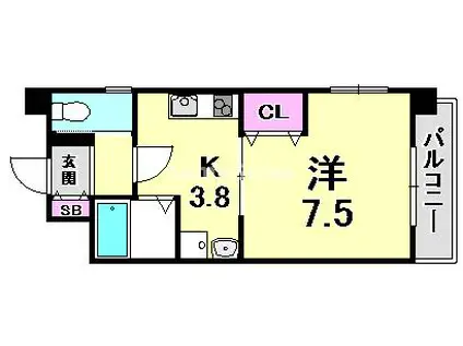 ランド・アート西宮(1K/7階)の間取り写真