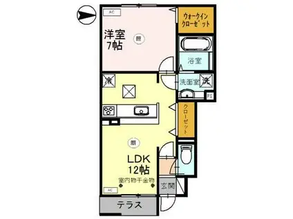HOMARE(1LDK/1階)の間取り写真