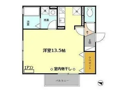 メイプルブランシェI/II(ワンルーム/2階)の間取り写真