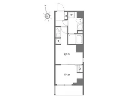 グランパセオ日本橋イースト(1DK/2階)の間取り写真