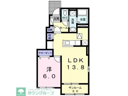 メゾン・ネオM II(1LDK/1階)の間取り写真