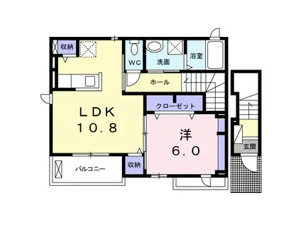 ヴィラ・メーラ B(1LDK/2階)の間取り写真