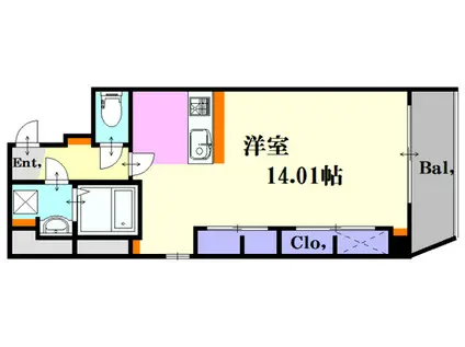 八丁堀 I BLD(ワンルーム/9階)の間取り写真