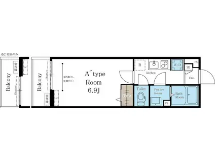 イーストロード六甲(1K/1階)の間取り写真