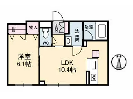 テラ高柳I(1LDK/1階)の間取り写真