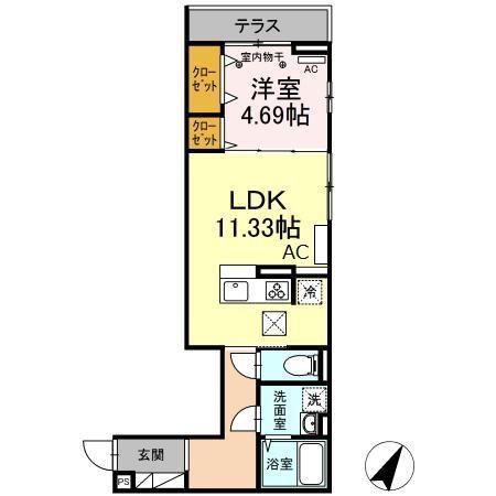 アナシエ亀有(1LDK/1階)の間取り写真