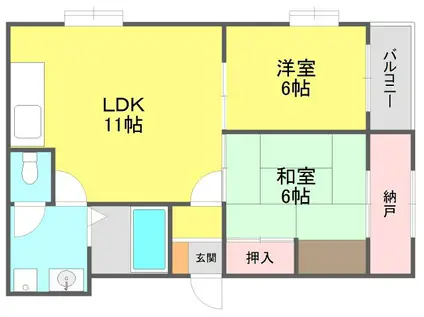 ムーンパレス(2LDK/2階)の間取り写真
