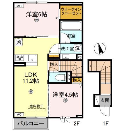 アンクレール(2LDK/2階)の間取り写真