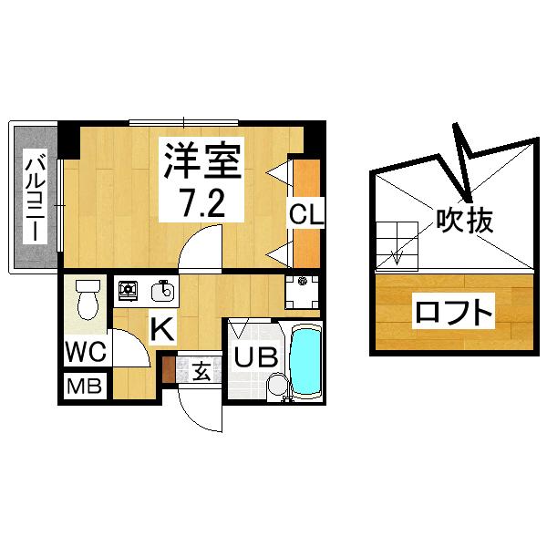 ラフィーネM(1K/4階)の間取り写真