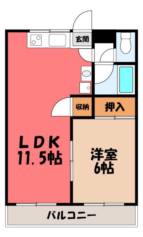 コミューン岩嶋 A(1LDK/1階)の間取り写真