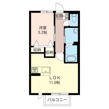 メゾン清里三番館(1LDK/1階)の間取り写真