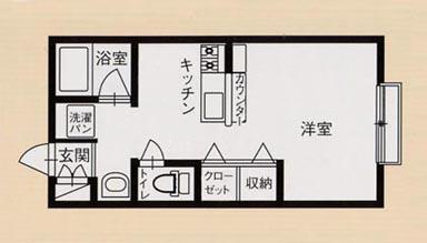 DI若草A棟(ワンルーム/2階)の間取り写真