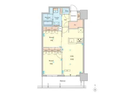 RJR堺筋本町タワー(2LDK/7階)の間取り写真