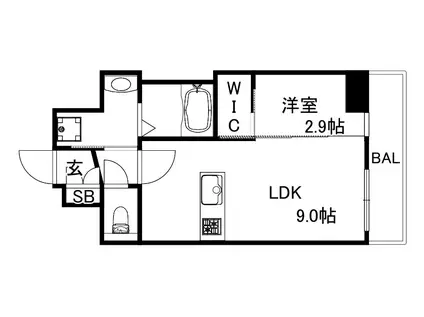 スワンズシティ神戸湊川II(1LDK/11階)の間取り写真